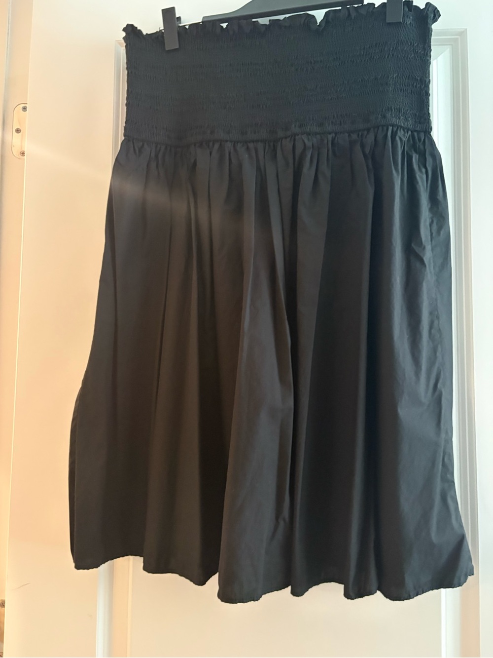 J. Crew Black Smocked-Waist A-Line Midi Skirt (and Dress!)